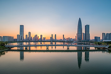 Shenzhen Bay Skyline / Shenzhen City Scenery at Dusk