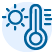 Thermometer with sun icon representing high-heat and thermal-resistant coating applications.